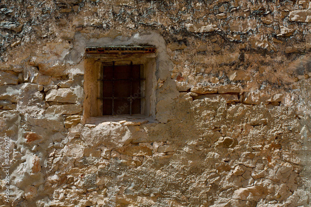 Naklejka premium Old hause wall with window