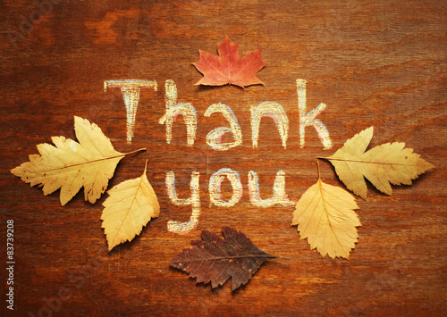 thank you chalk note and autumn leaves