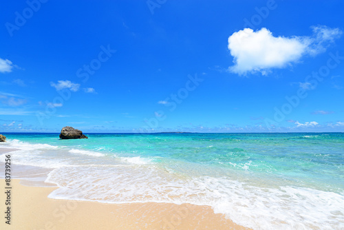 Fototapeta Naklejka Na Ścianę i Meble -  南国の美しいビーチと紺碧の空 