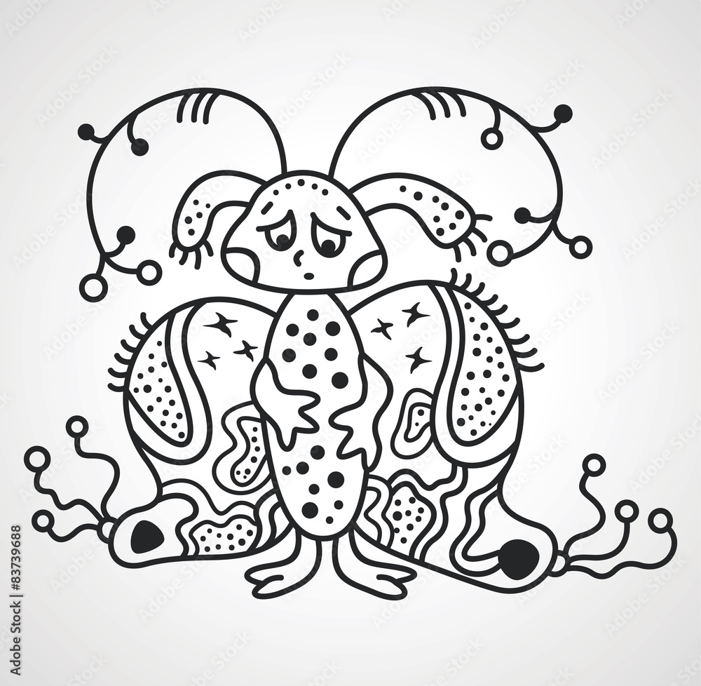 Fototapeta premium Monster creature essence the virus like bacteria butterfly