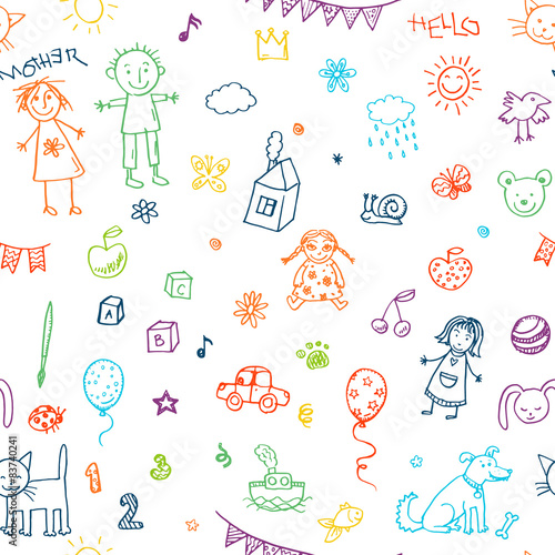 Doodle children drawing set