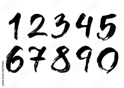 Hand drawn brush stroke numbers