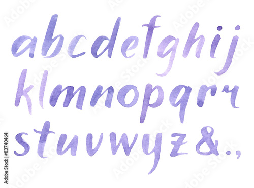 Hand drawn watercolor font for your design. Watercolor letters.