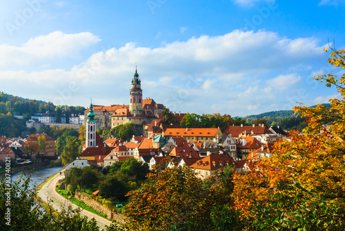 Cityscape of Cesky Krumlov in autumn