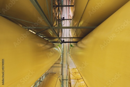 Industrial interior with welded silos