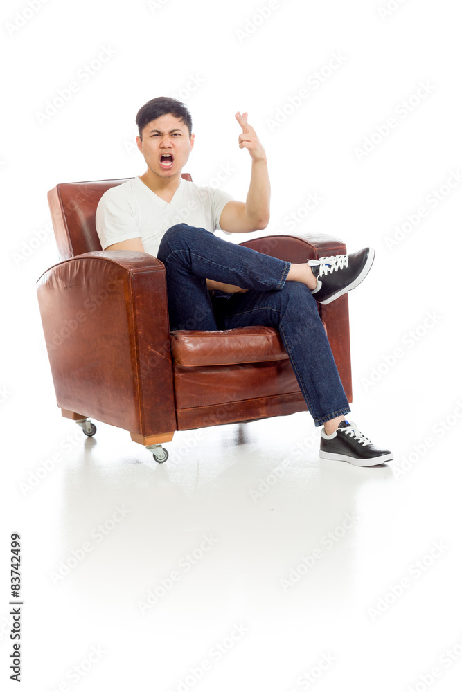 Model angry scolding and pointing Model angry scolding and pointing