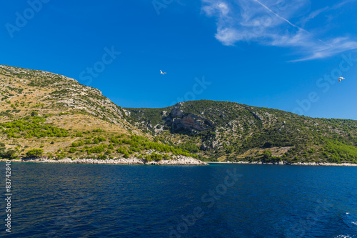 Beautiful landscape scenery with hills on Croatian island Brac.