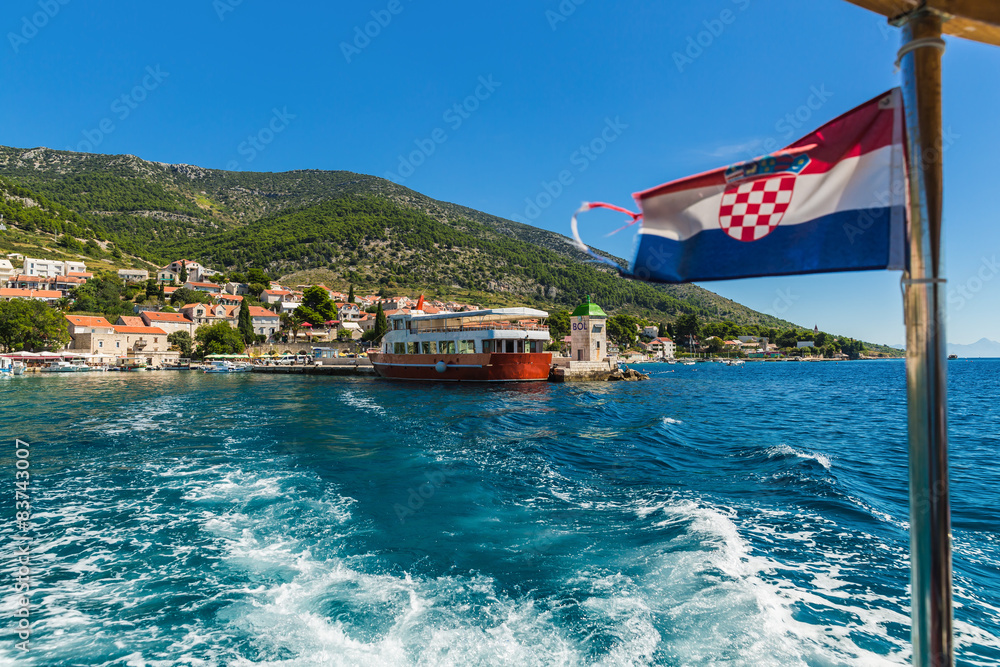 Obraz premium Croatian Bol city on Brac island view from sea .