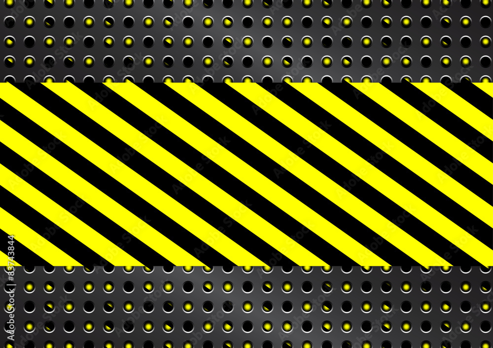 Fototapeta Vector Metal grid with yellow and black stripes