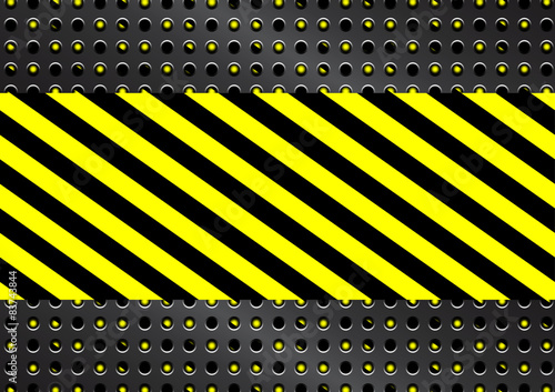 Vector Metal grid with yellow and black stripes