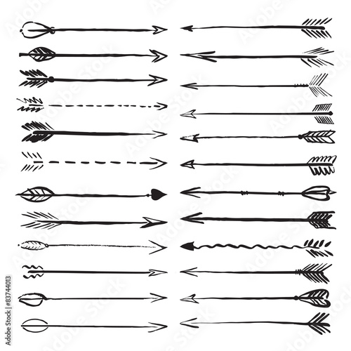 Vector collection black hand-drawn arrows