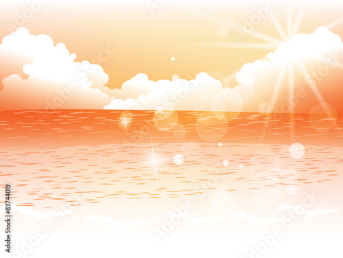 夕日　海　背景