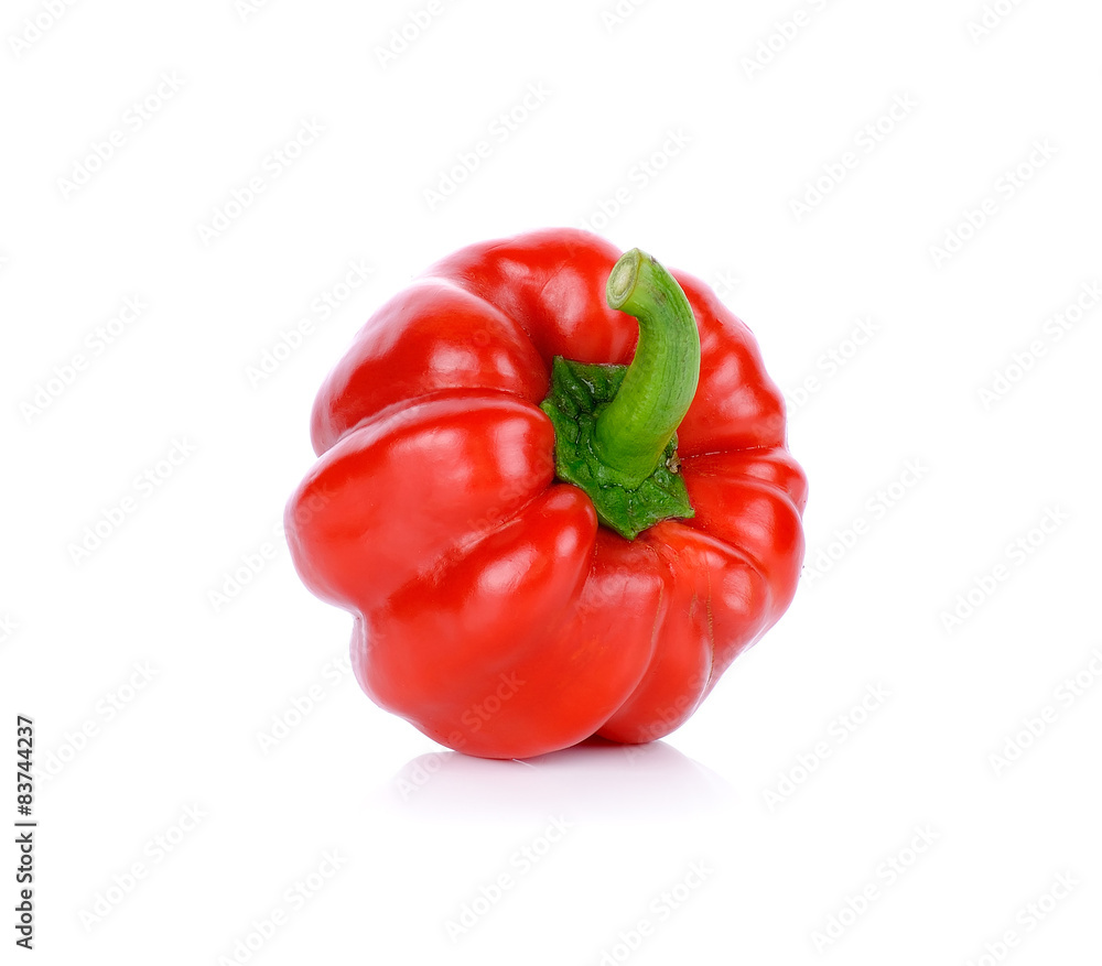 Red paprika isolated on the white background