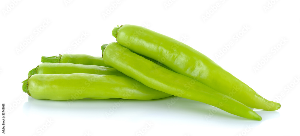 Green hot chili pepper isolated on the white background Green hot chili pepper isolated on the white background