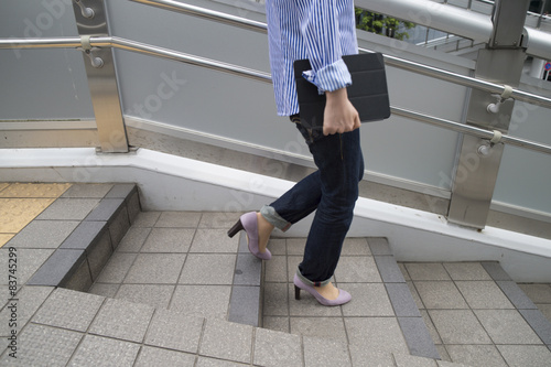 Women are down the stairs photo