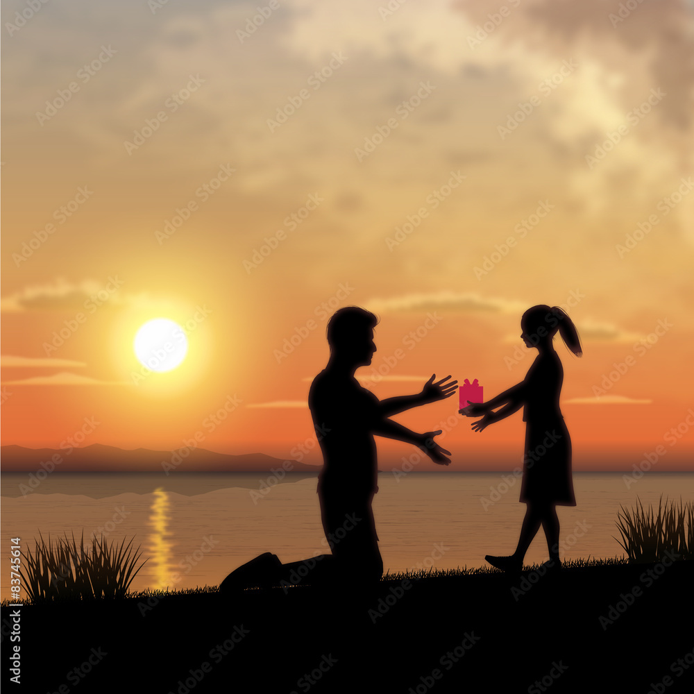 Father and child silhouette Father and child silhouette