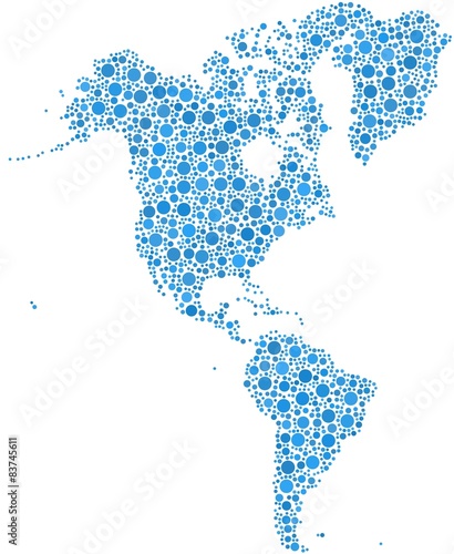 Map of America in a mosaic of blue bubbles
