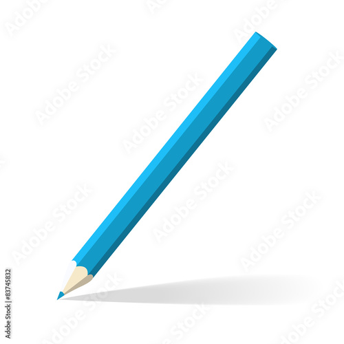 sharpened pencil isolated on white background in flat design