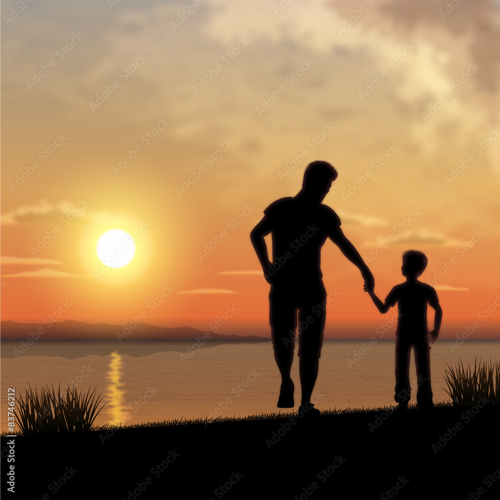 Father and child silhouette Father and child silhouette