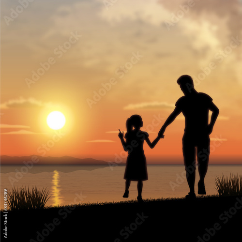 Father and child silhouette