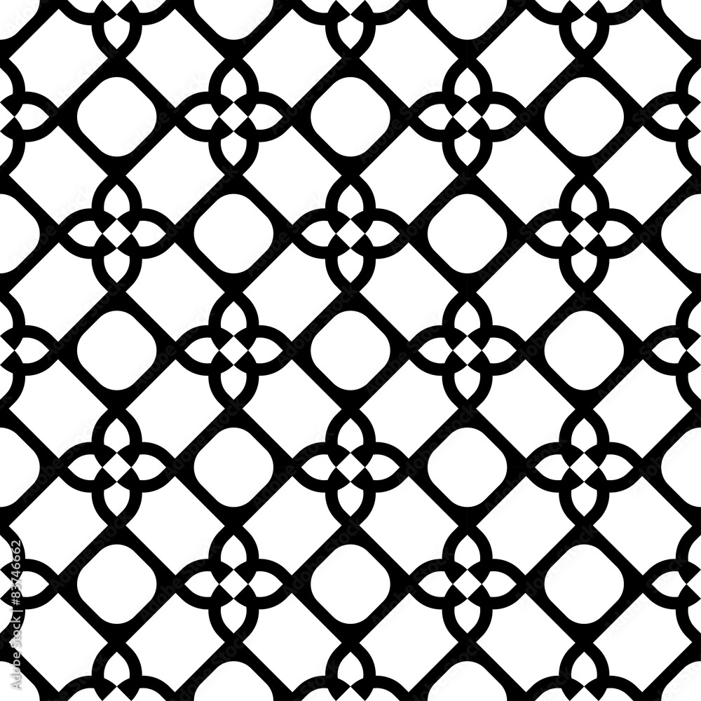 Fototapeta premium Black and white geometric seamless pattern, abstract background.