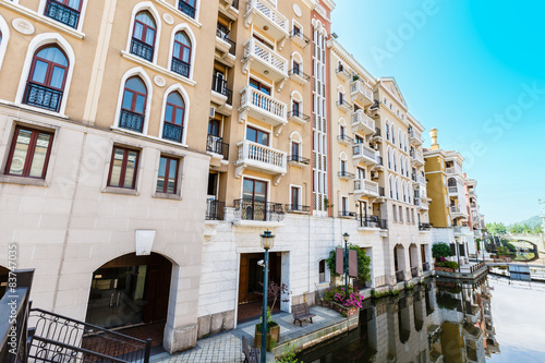 Architectural details of modern apartment building.