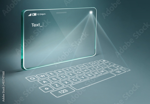 Transparent tablet with digital virtual keyboard