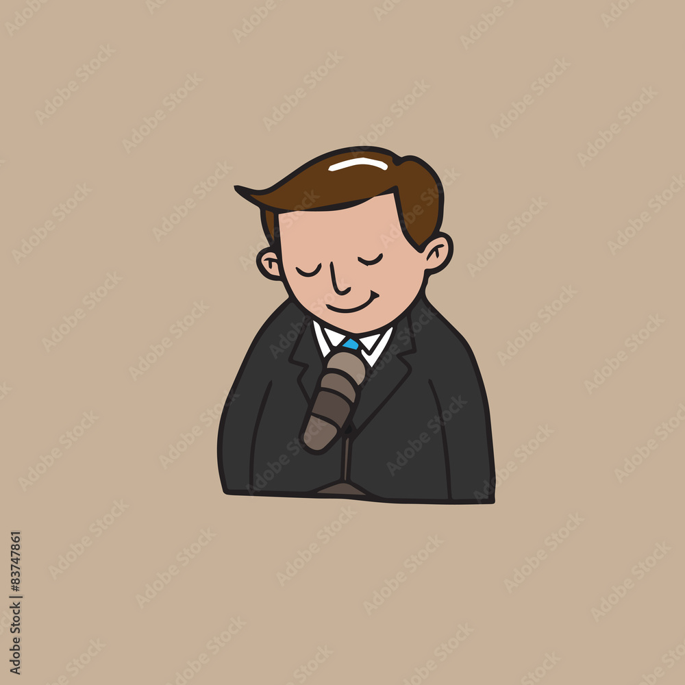 Man speaking to microphone