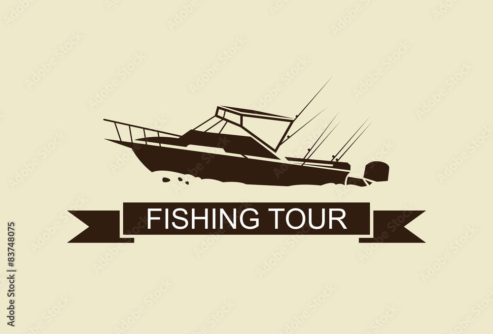 illustration fishing boat, vector