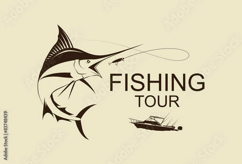 Tela illustration fishing marlin symbol, vetor