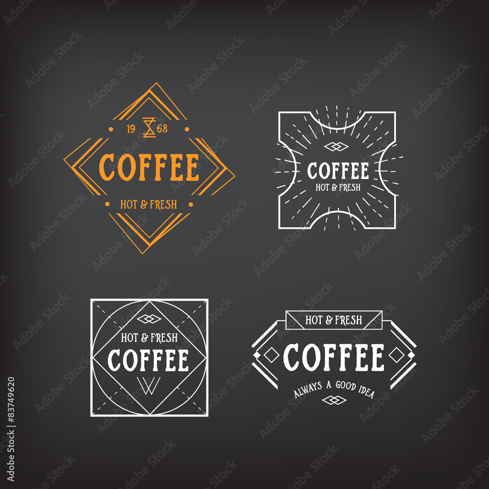 Coffee menu logo template vintage geometric badge. 