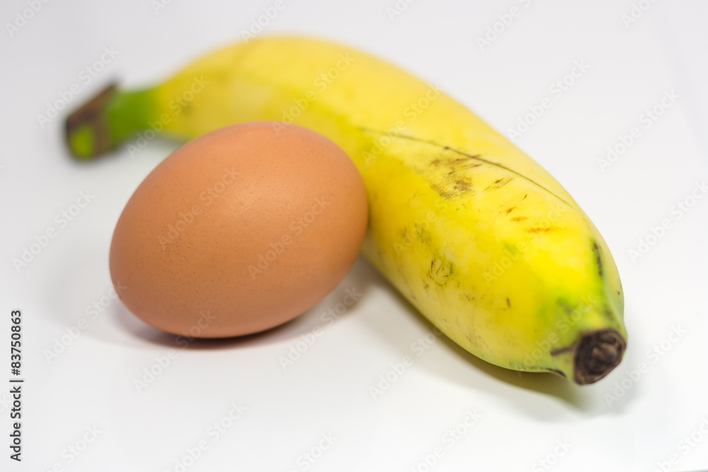 Banana and Egg isolated on white background Banana and Egg isolated on white background
