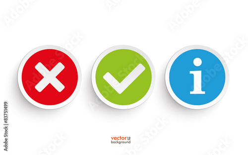 Yes No Info Round Paper Icons