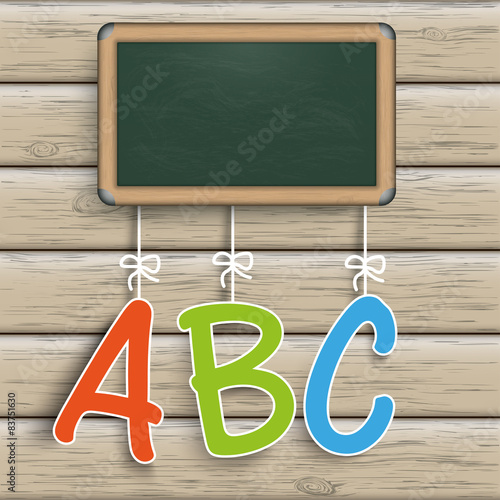 Kreidetafel Holzwand ABC