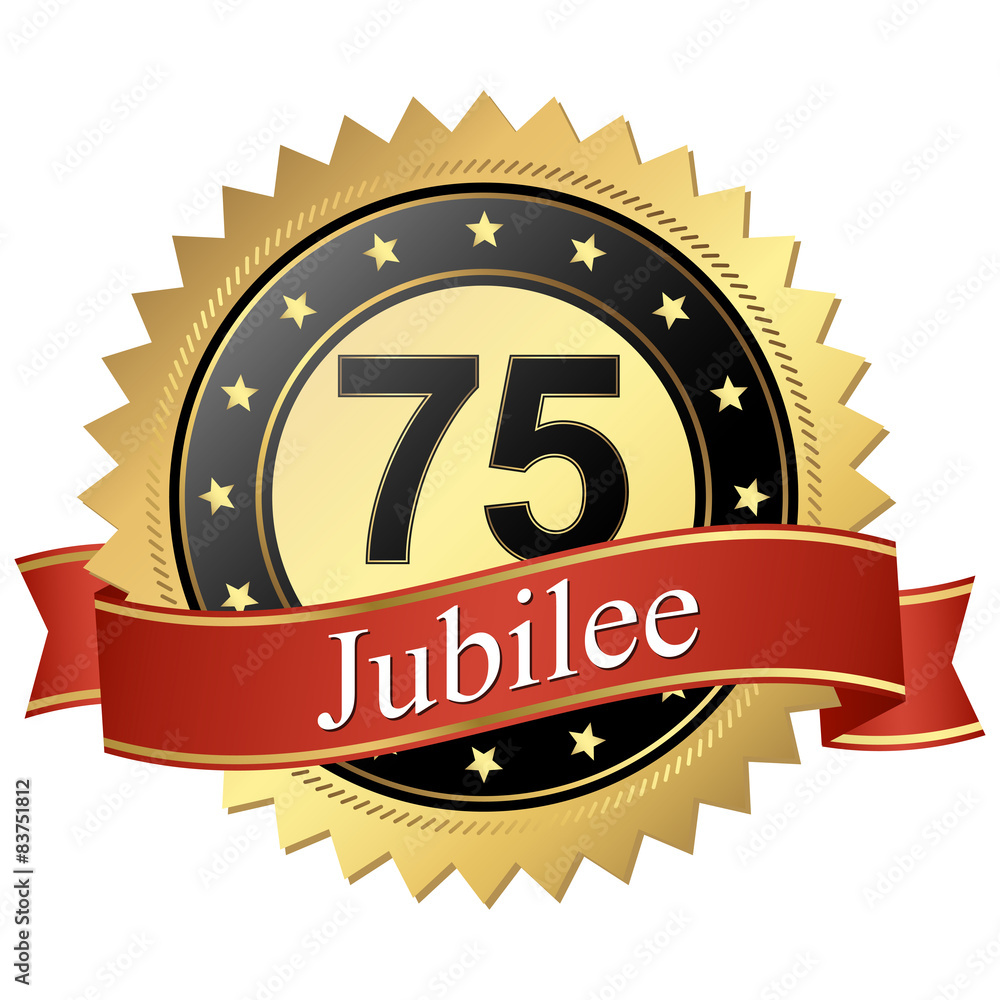 Jubilee button with banners - 75 years Jubilee button with banners - 75 years