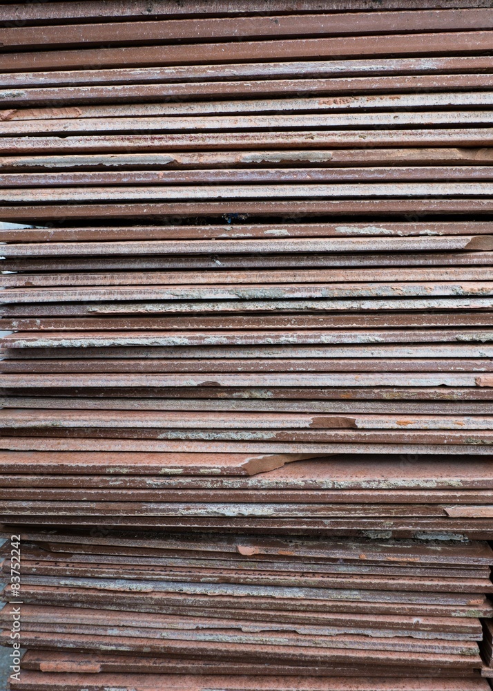 Old tiles stacked
