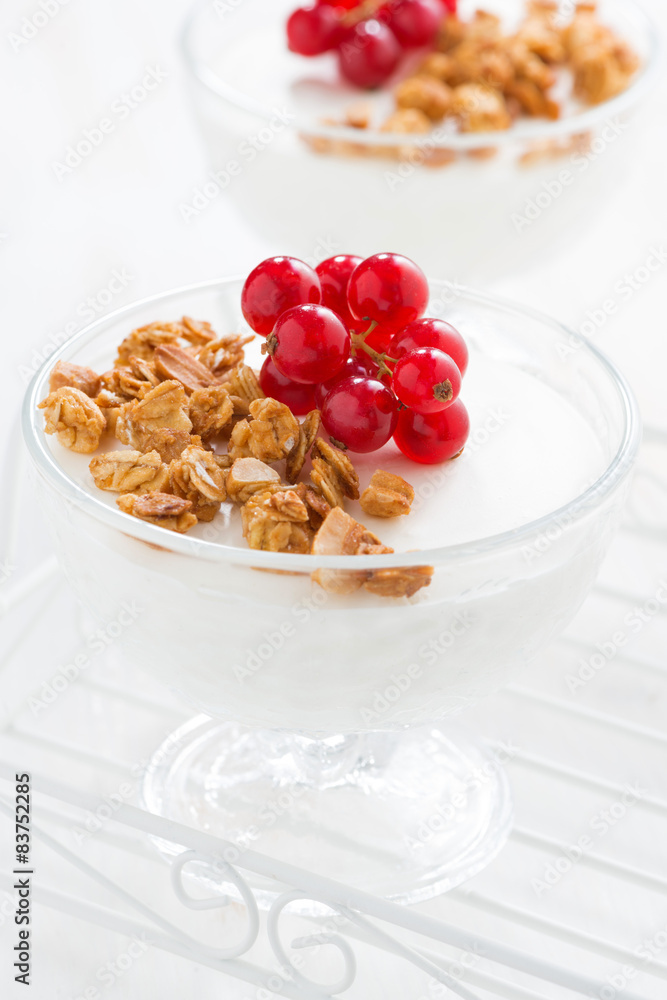 creamy panna cotta with berries and granola, vertical creamy panna cotta with berries and granola, vertical