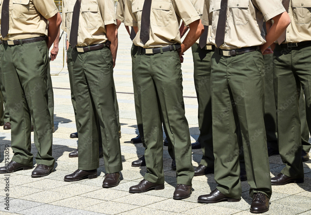 Soldiers are standing in a row Soldiers are standing in a row