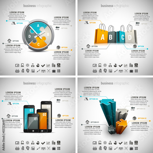 4 in 1 Business Infographics bundle.