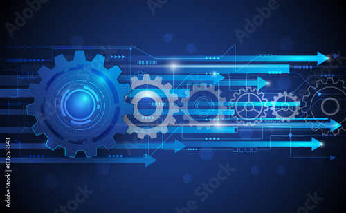 Vector illustration Abstract futuristic gear wheel with circuit