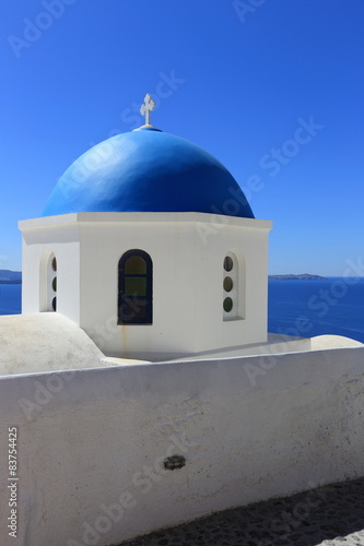 Blue-domed churches in Santorini, Greece