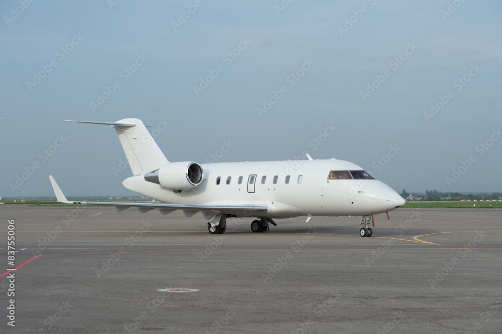 Business jet airplane on the ground