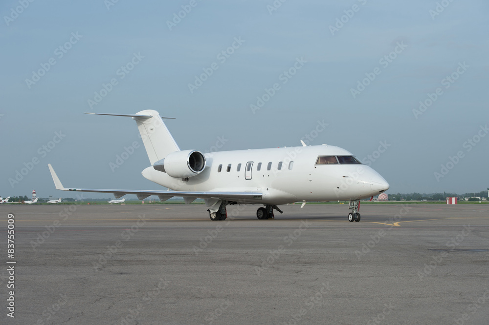 Business jet airplane on the ground