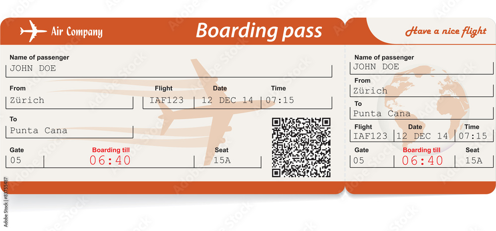 Vector image of airline boarding pass ticket Stock Vector | Adobe Stock