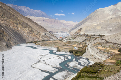 view of the Himalayas surrounded the village Kagbeni photo