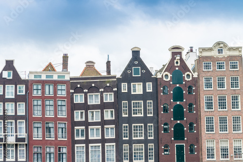 Beautiful houses of Amsterdam along city canal