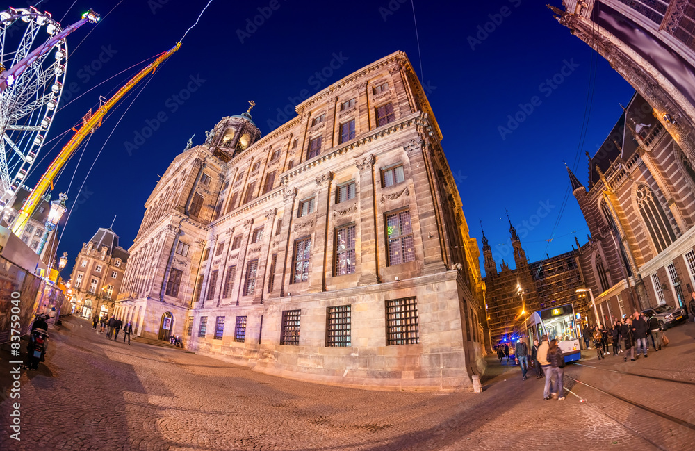 Amsterdam city streets at night