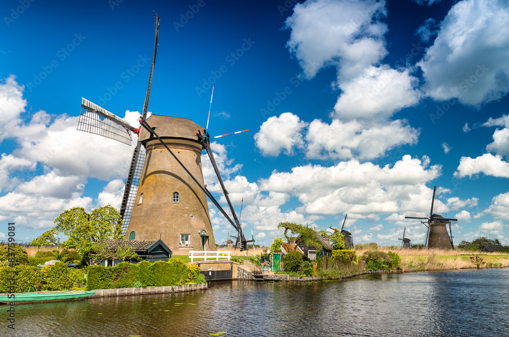 Kinderdijk, Netherlands. Famous windmills