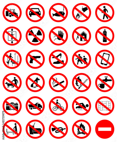 Prohibition symbol set