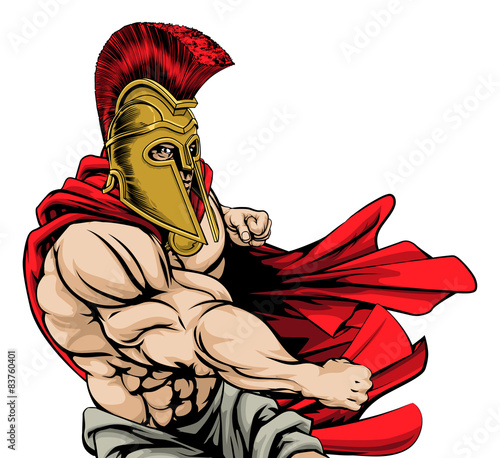 Punching spartan mascot